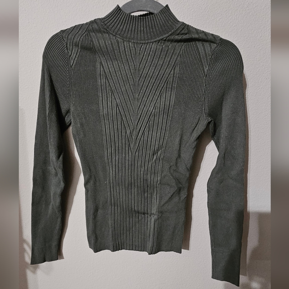 INC International Concepts Olive Ribbed Sweater